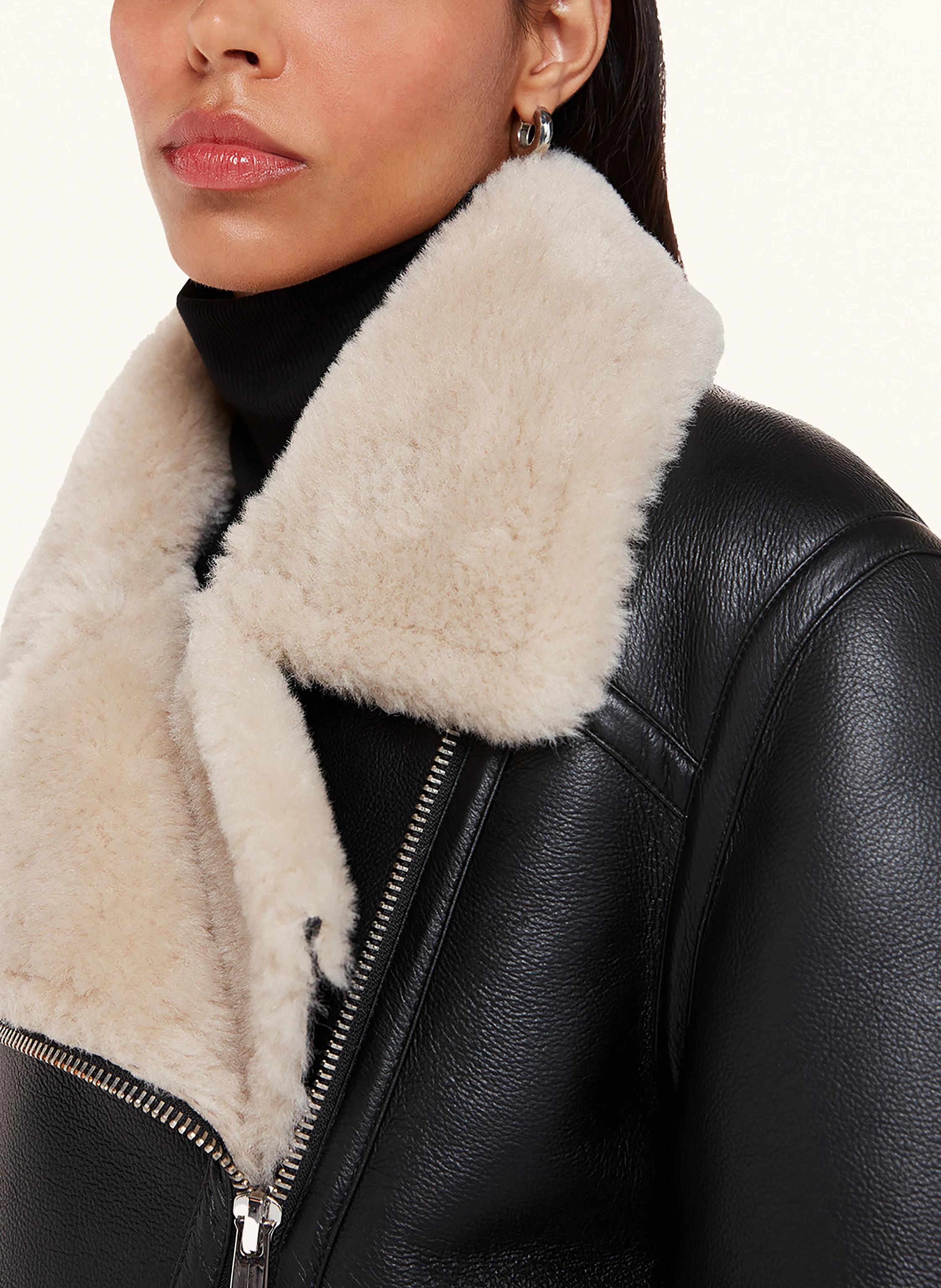 WHISTLES Jacke in Lederoptik mit Kunstfell