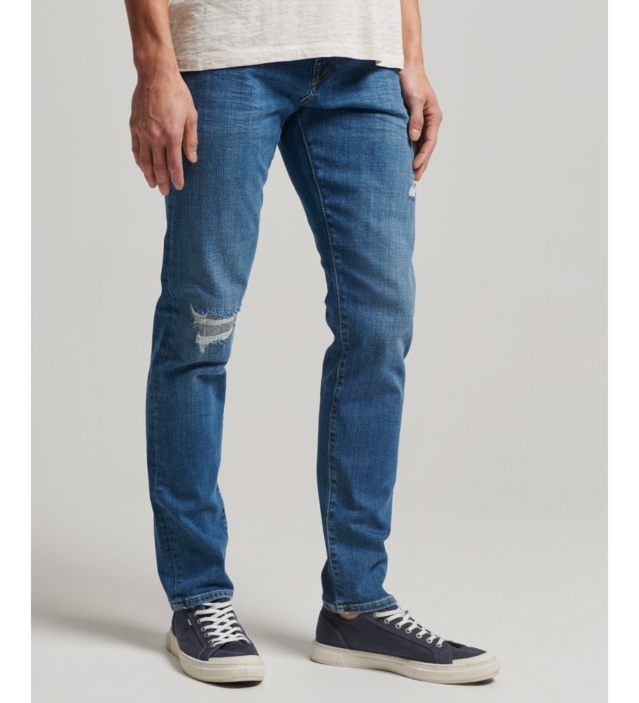 Calça jeans Superdry Slim Fit de algodão orgânico azul