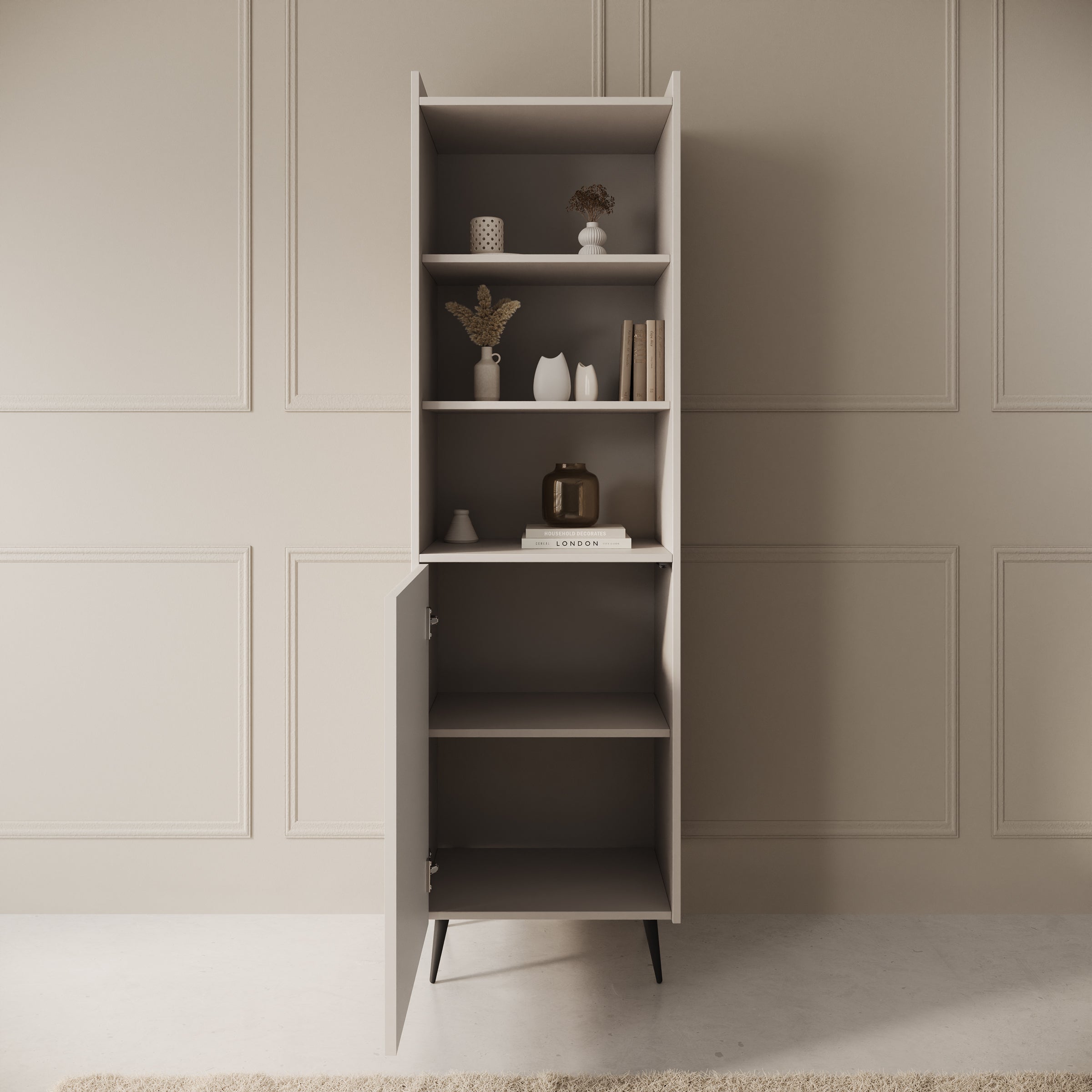 Asty - Boekenkast - Beige - 52x41x180 cm