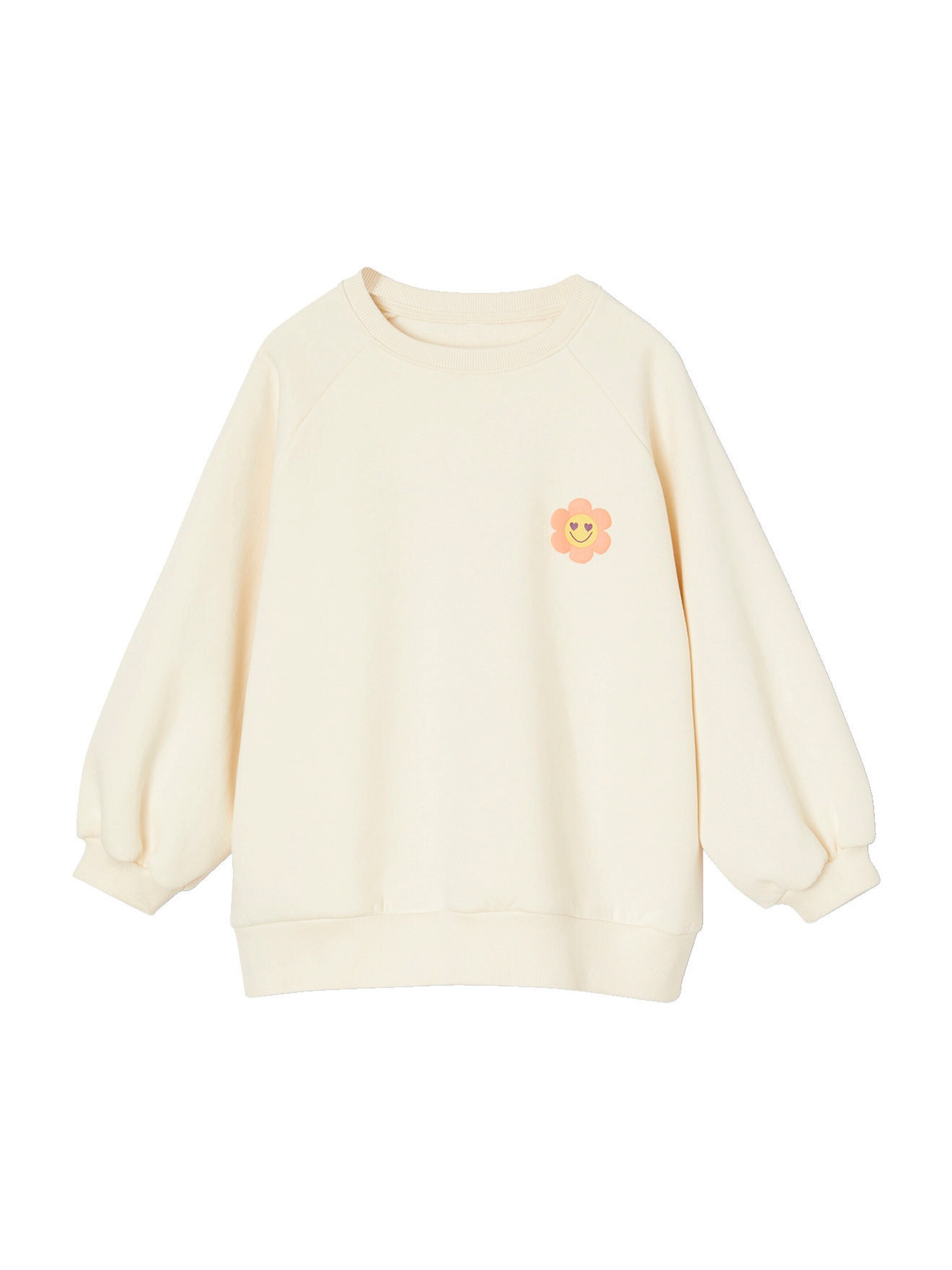 Vertbaudet Mädchen-Set: geblümtes Sweatkleid mit Recycling-Polyester & 3/4-Leggings wollweiß