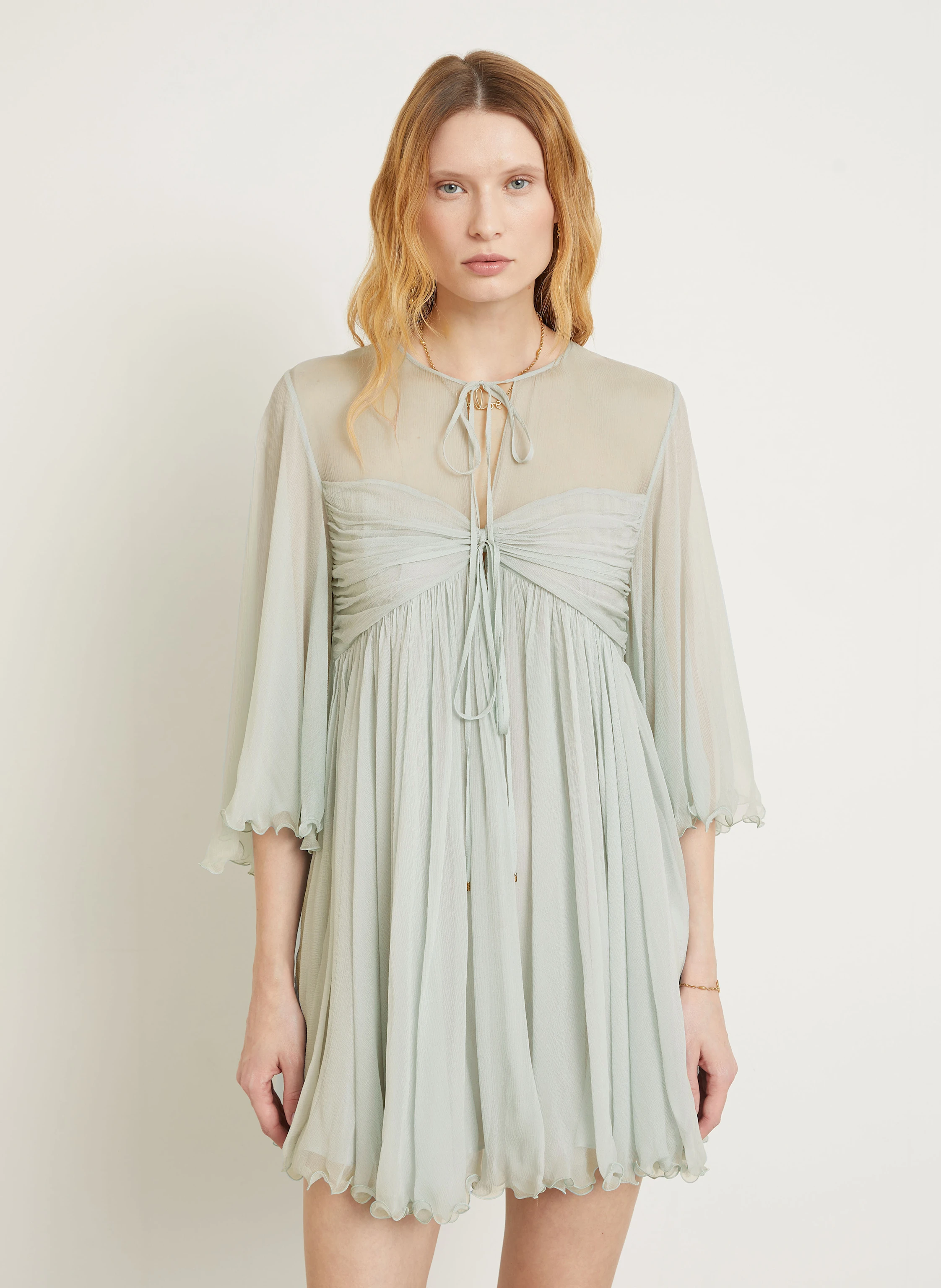 Chloé Seidenkleid mit 3/4-Arm