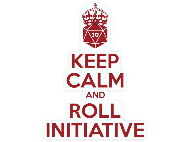 Glass Staff Keep calm & Roll Initiative Sticker Rot Aufkleber für RPG-Fans