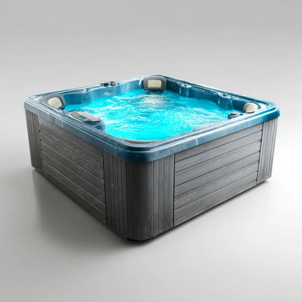 Outdoor Whirlpool 220x220x95 cm - Grau/Blau - Thermische Abdeckung