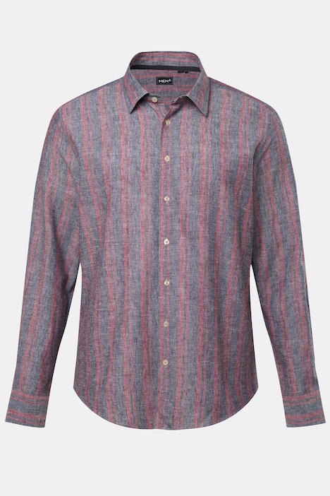 Men+ Leinenmix-Hemd, Langarm, Kentkragen, Comfort Fit, Streifen, bis 8 XL