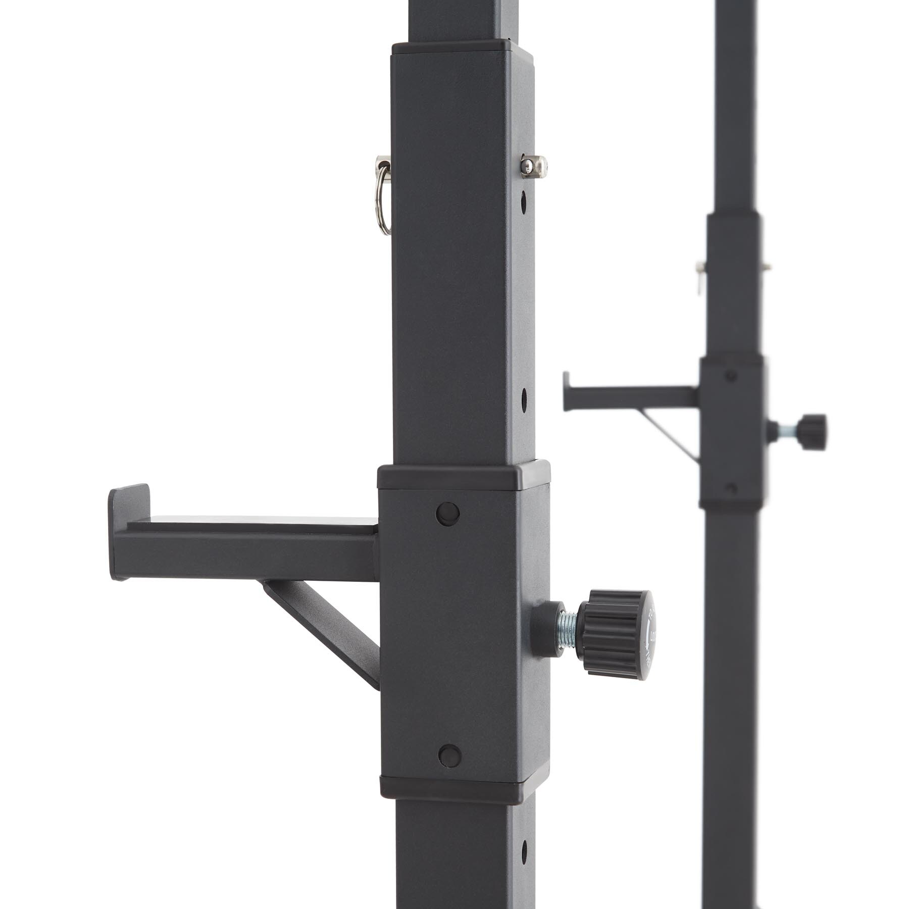 tectake® Squat Rack, multifunktional, Höhe und Breite verstellbar, bodenschonende Kunststoffkappen, inklusive 2 Aufnahmen für Hantelscheiben