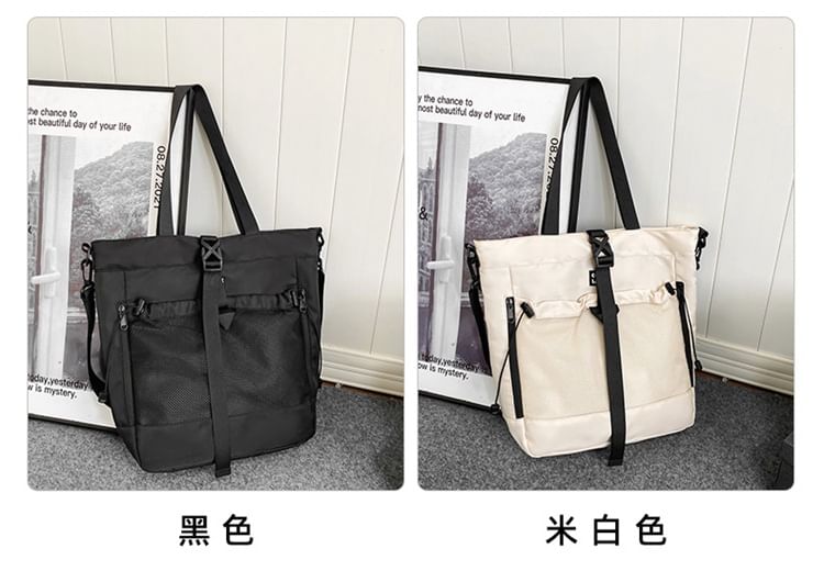 HOVERUP - Nylon crossbodytas met mesh-paneel en gesp