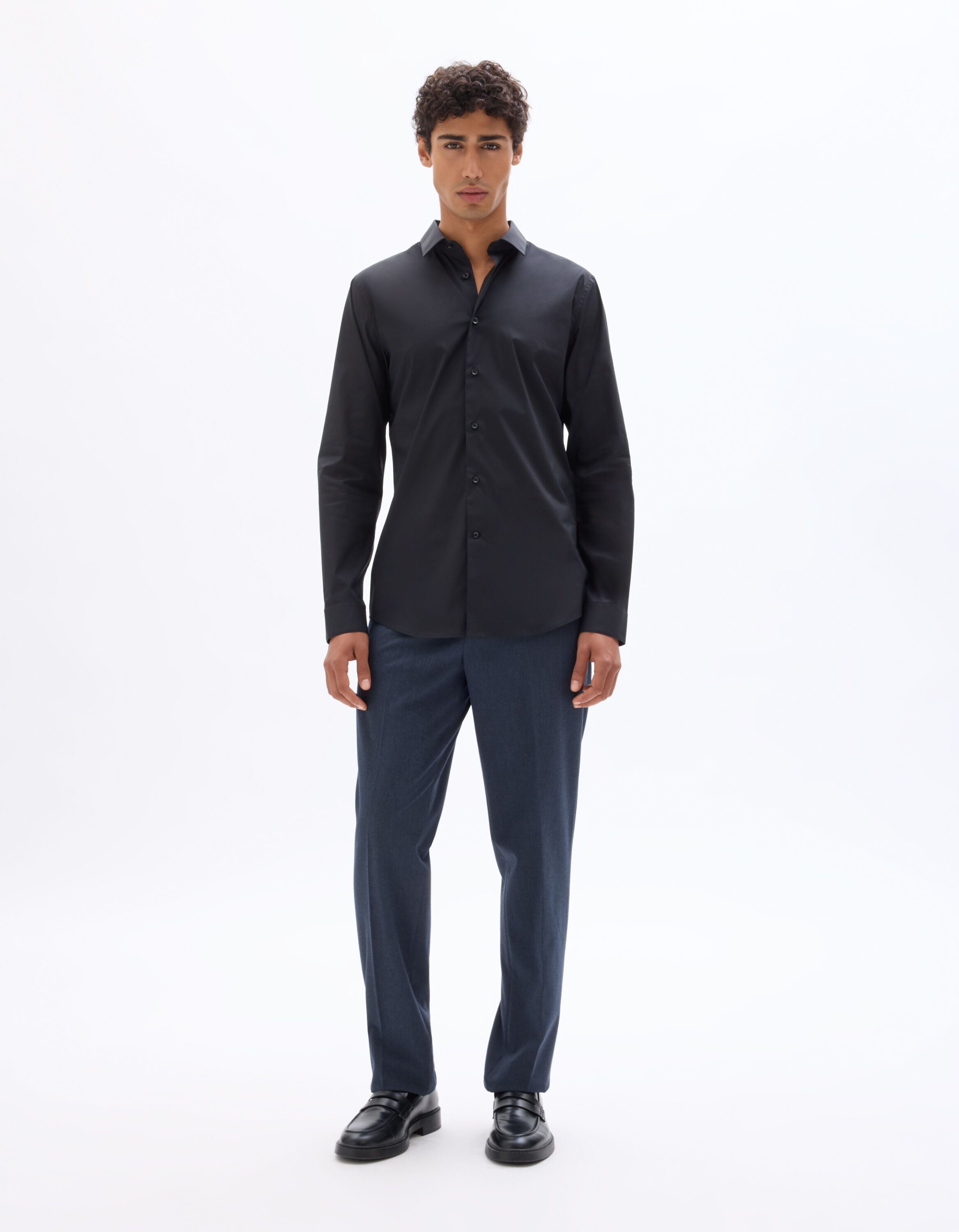 Chemise slim en coton stretch - noir