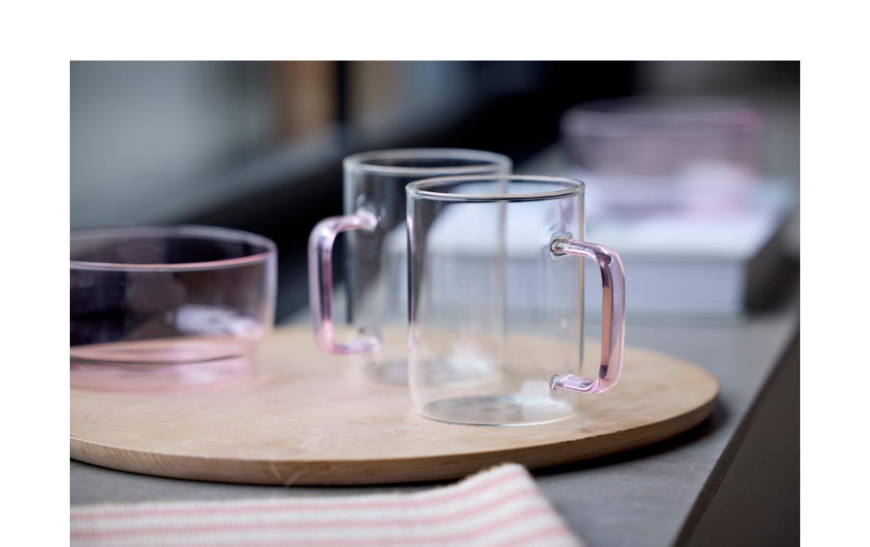 Universaltasse Torino Pink, 2 Stück, 40 clGlasbecher mit Henkeln