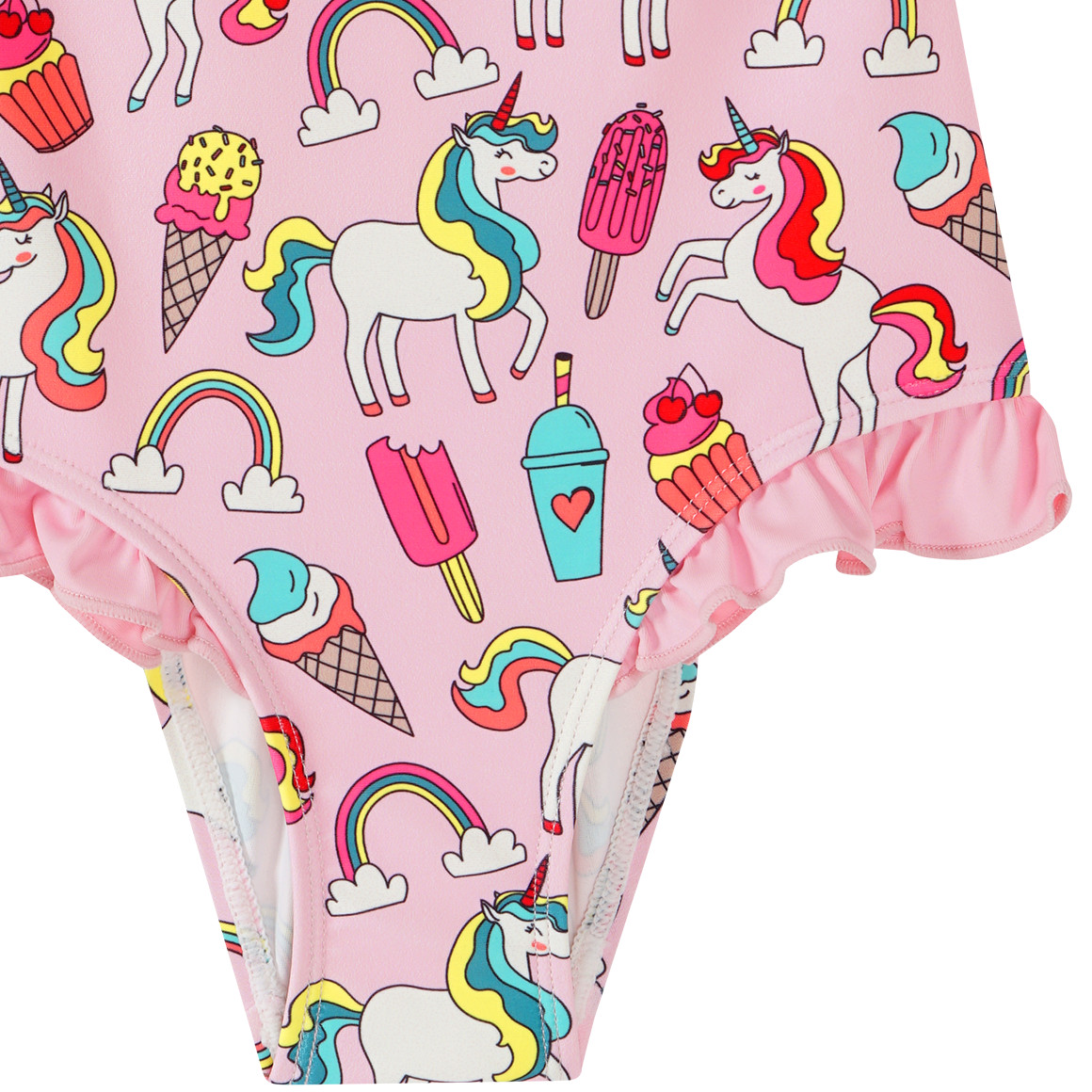 Topolino Mädchen Badeanzug mit bunten Einhorn-Motiven rosa