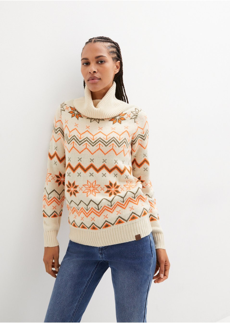 Pull col roulé avec motif norvégien