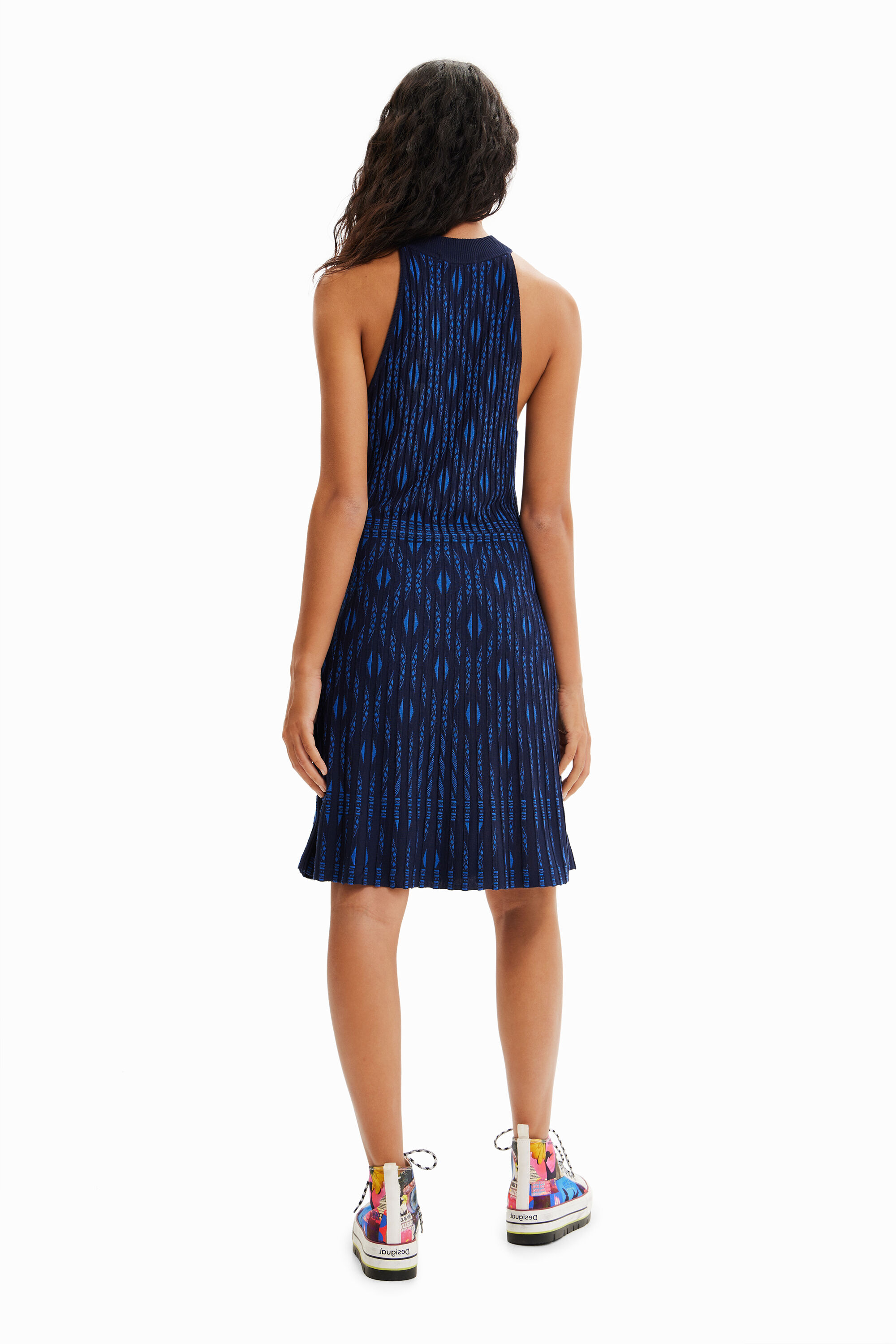 Robe courte maille géométrique