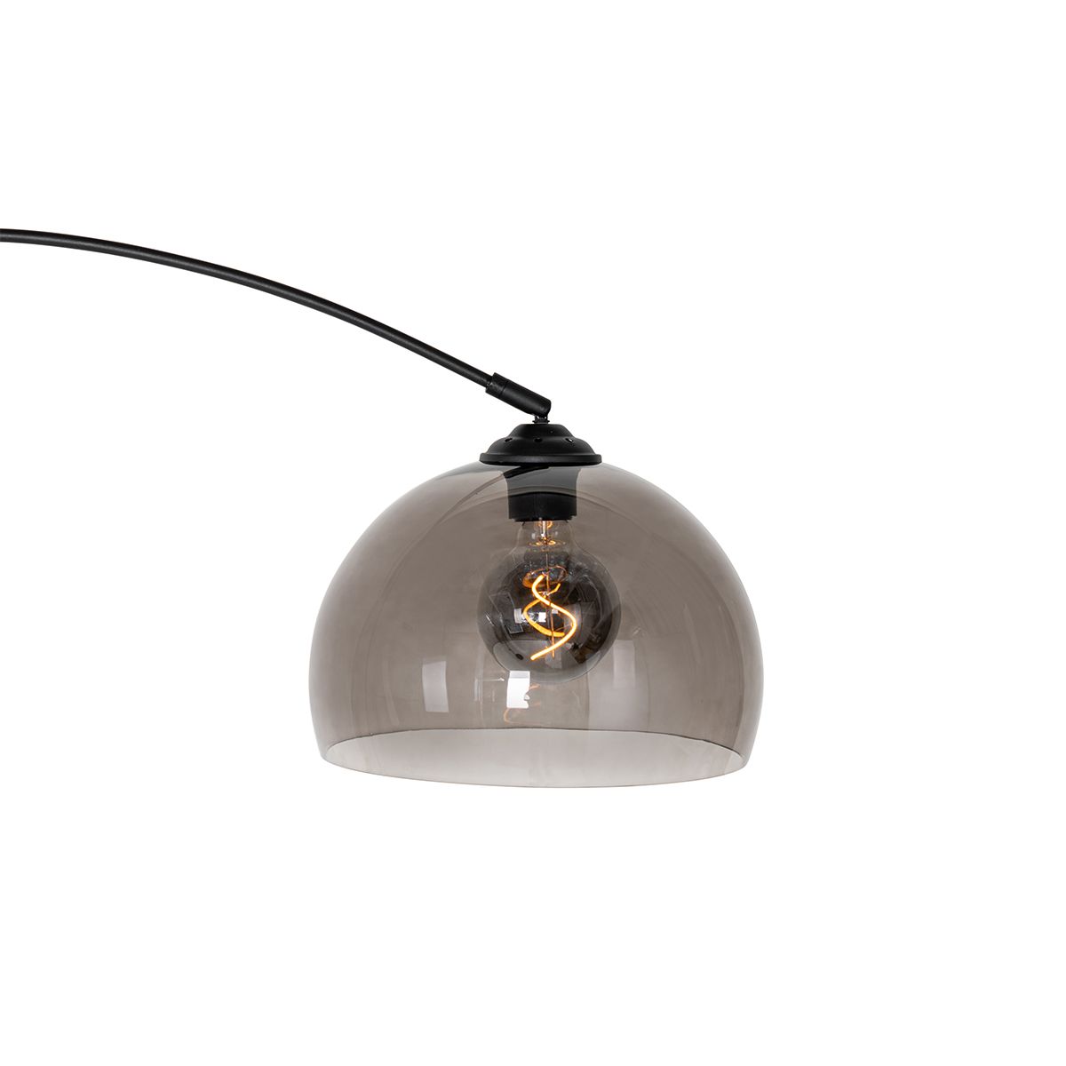 Moderne booglamp zwart met smoke glas - Arc
