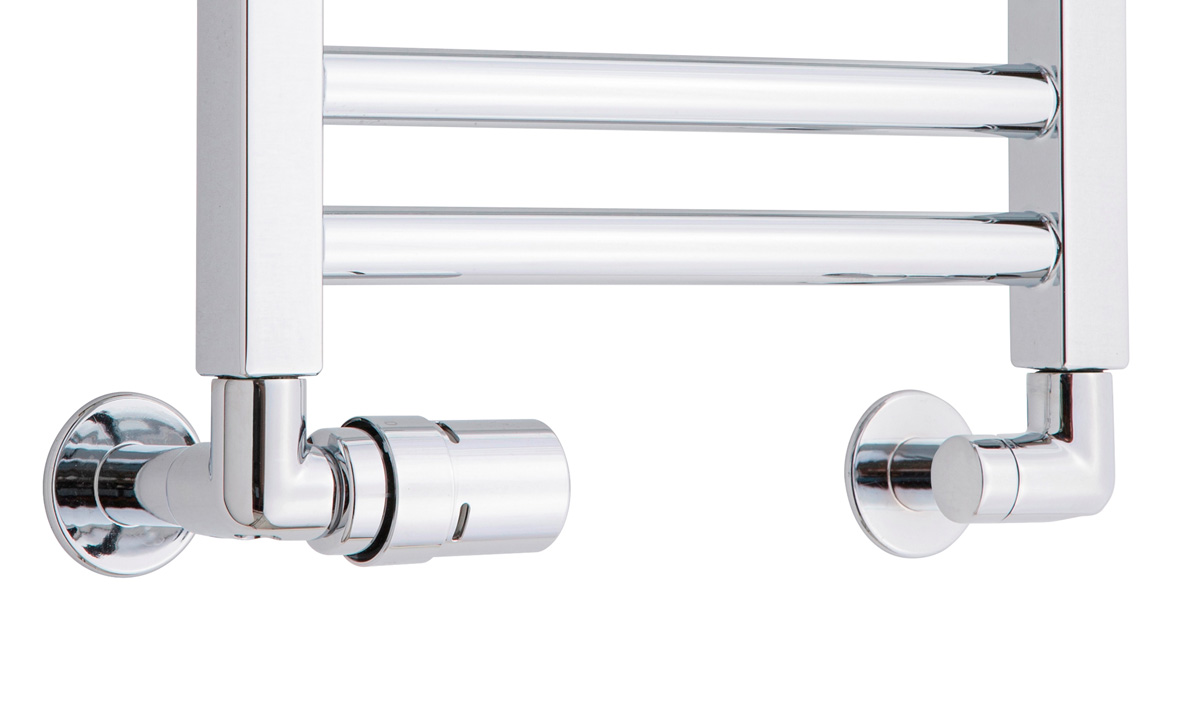 TVS Design Valves 121 aansluitset haaks links chroom