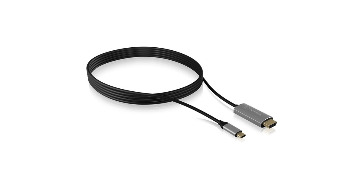 ICY BOXUSB-C (male) > HDMI (male) kabel  (Zwart, 1,8 meter)