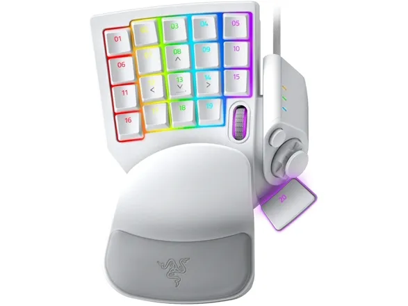 Razer Tartarus Pro - Tastatur - med 8-way directional thumbpad, scrollhjul, tastdefineringsindikator, hyperrespons-tommelknap, mellemrumsaktuator - bagbelyst - USB - tastkontakt: Razer Analog Optical Switches - kviksølvshvid