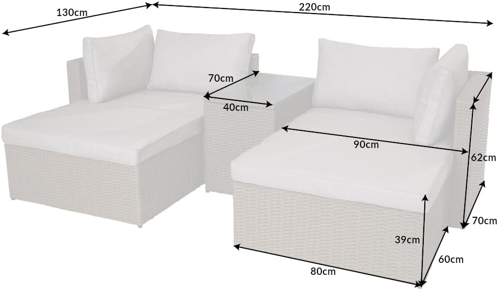 riess-ambiente.de Outdoor Garten Lounge Set XXL MODULAR Natur Polyrattan Sitzgruppe inklusive Kissen