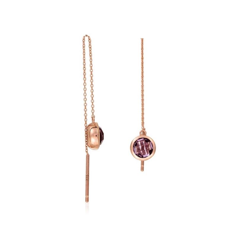 Boucles d'oreilles Or Rose et Améthyste