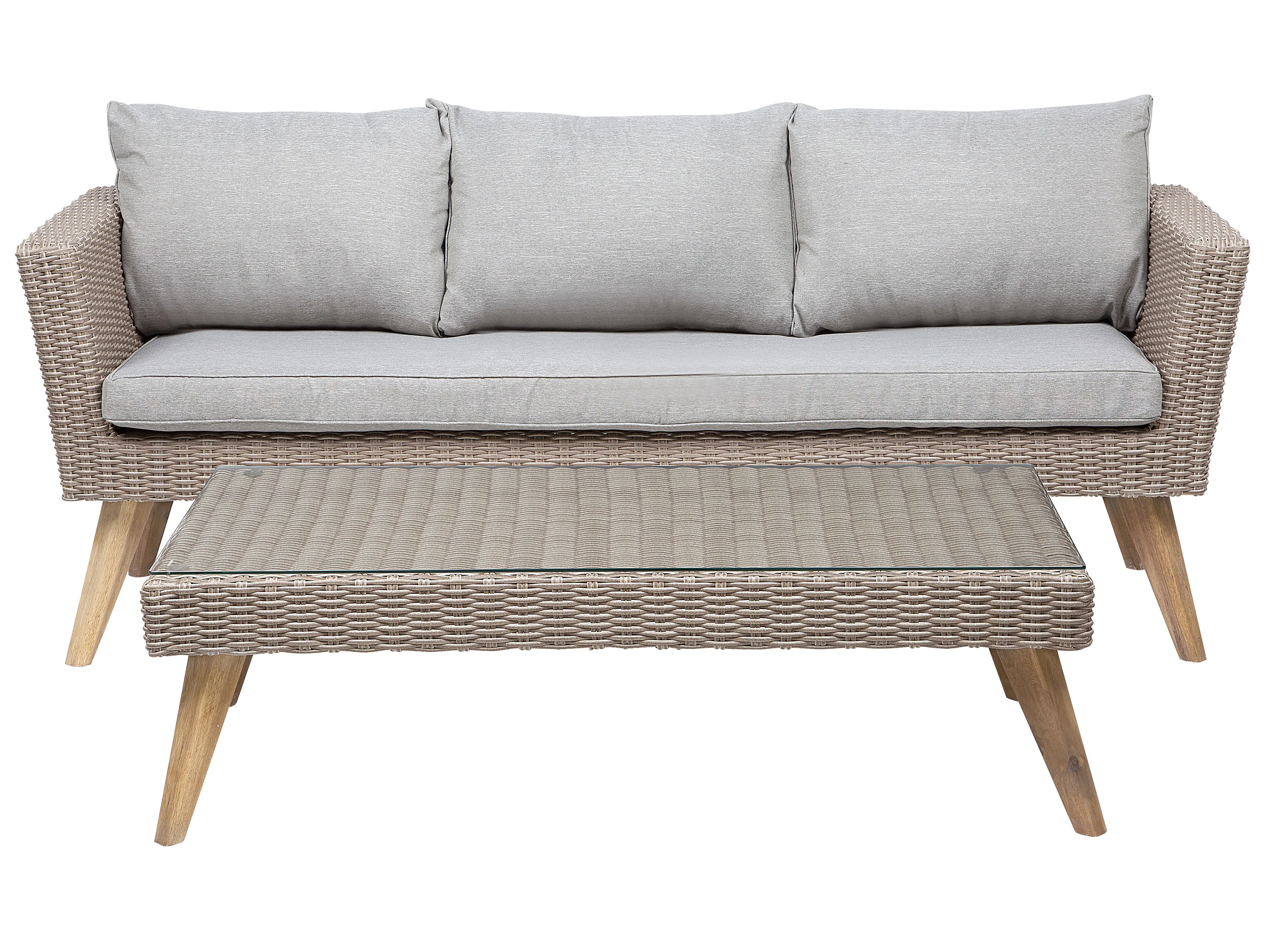 Loungeset met tafel 5-zits VITTORIA PE rotan Grijs
