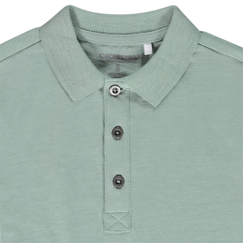 Polo manches longues en jersey slub pour garçon - Vert