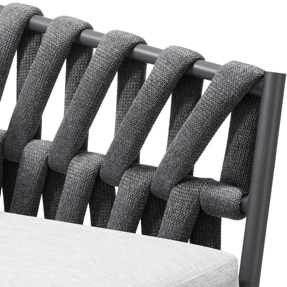 tectake - Stoel Lugano in rope-design met aluminium frame, Antraciet