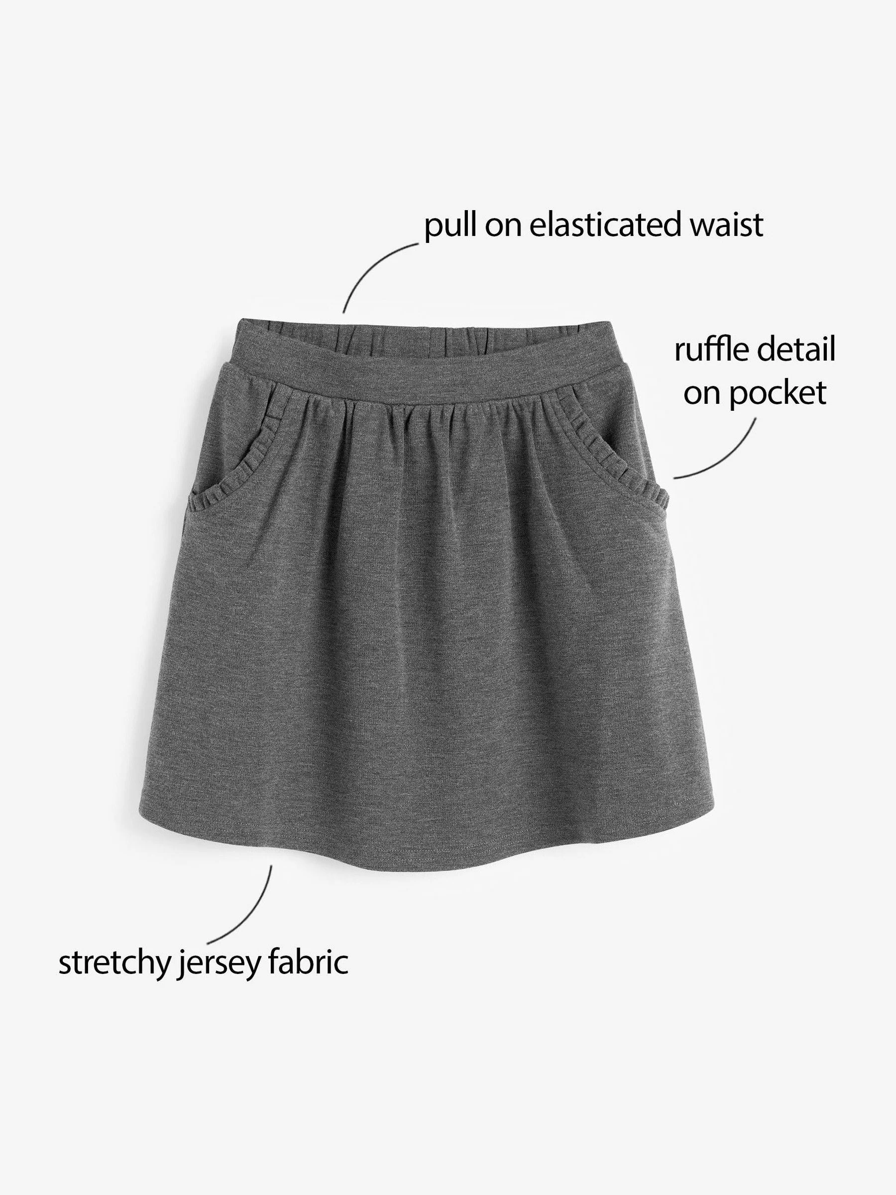 Grijs - Stretchy schoolrok met elastische tailleband (3 - 16 jr)
