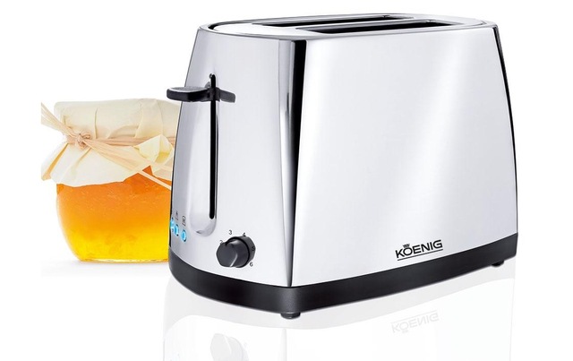KOENIG Toaster »Chrome Line Chrom/Schwarz« 2 lange Schlitze für 2 Scheiben 900 W