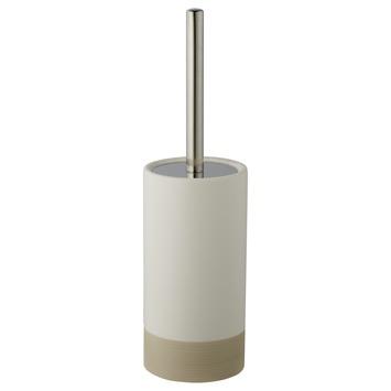 Atlantic toiletborstelgarnituur keramiek met ribbels Wit/Zand