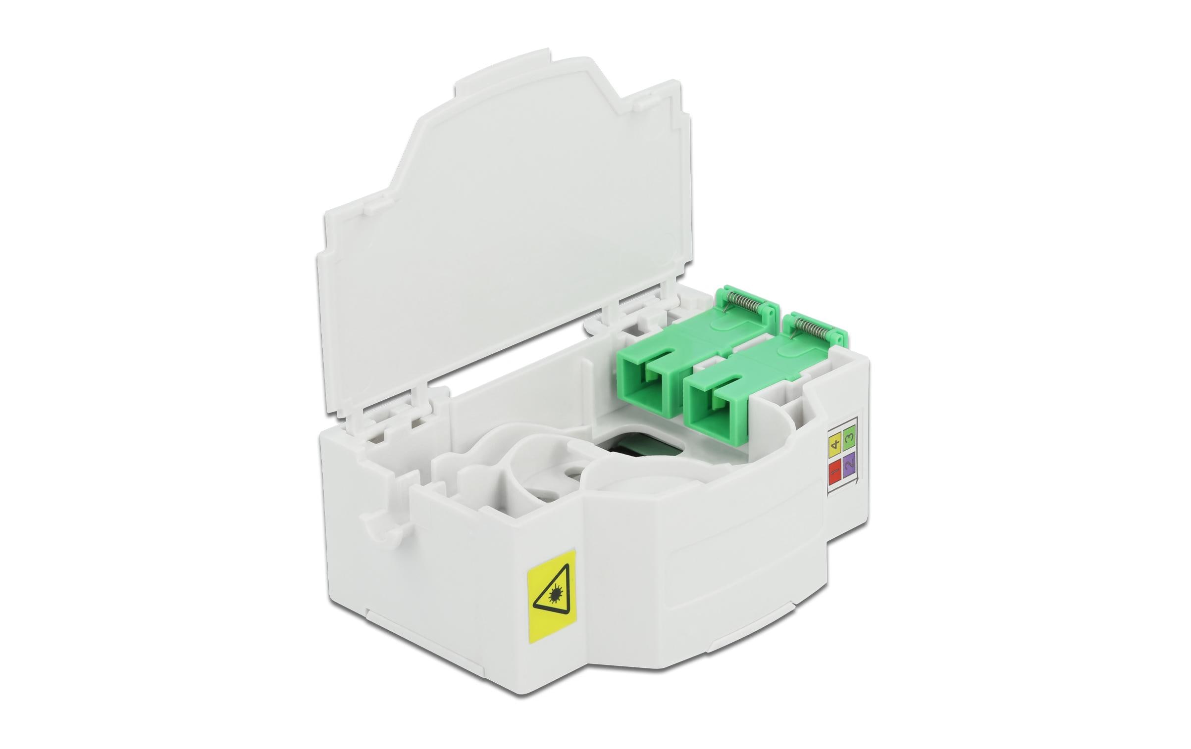 LWL Anschlussdose für Hutschiene 4x SC/LC weissDelock LWL Anschlussdose für Hutschiene 4 x SC Simplex oder LC Duplex