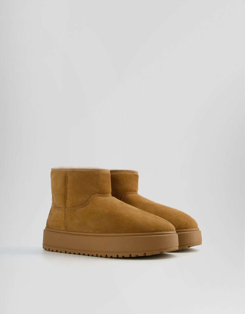 Botas masculinas de cano curto com forro de pele sintética