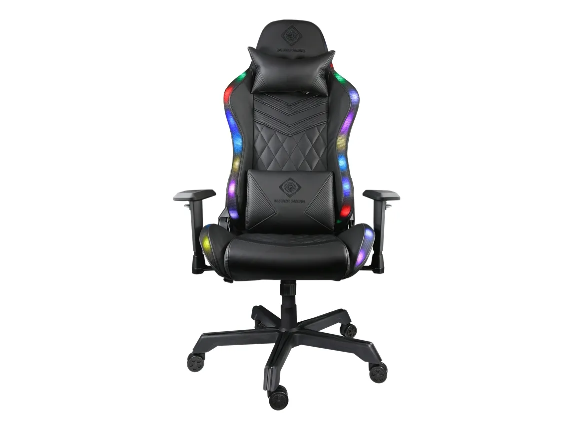 DELTACO GAMING GAM-080 - Spillestol - ergonomisk - armstøtter - T-formet - vippe - drejeled - kunstig læder - sort, RGB