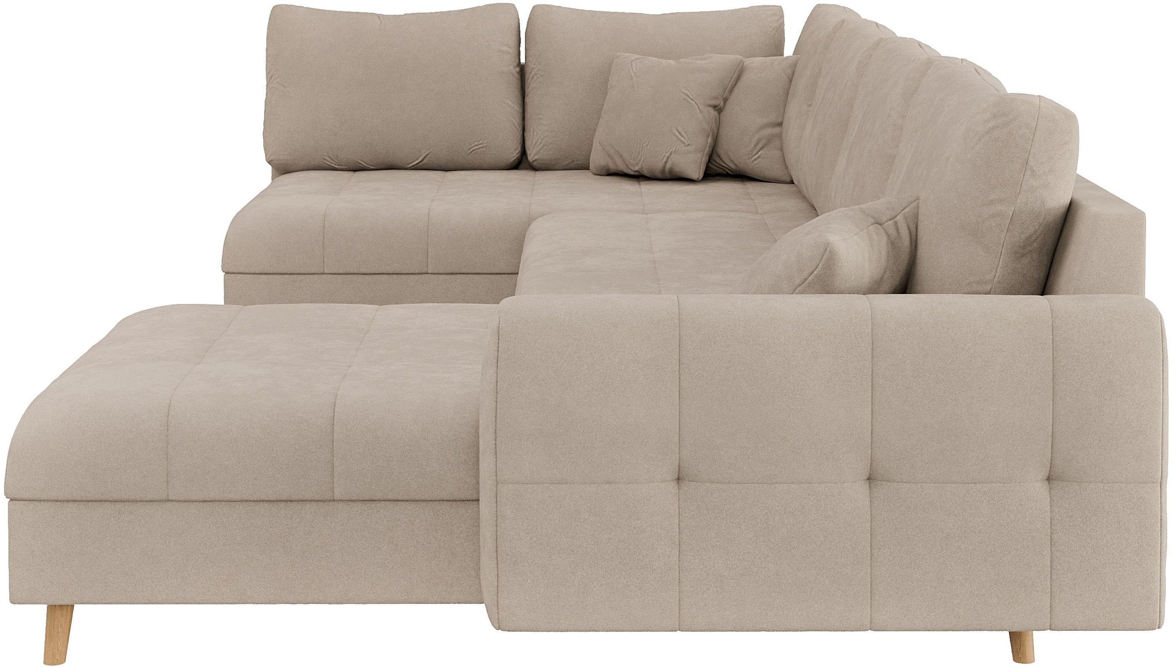 Home affaire Wohnlandschaft »CHARRE U-Form mit Ottomane, Masse B/T/H: 310/161/81 cm« feine Steppung, lose Rücken- und Zierkissen, auch in Cord und Bouclé