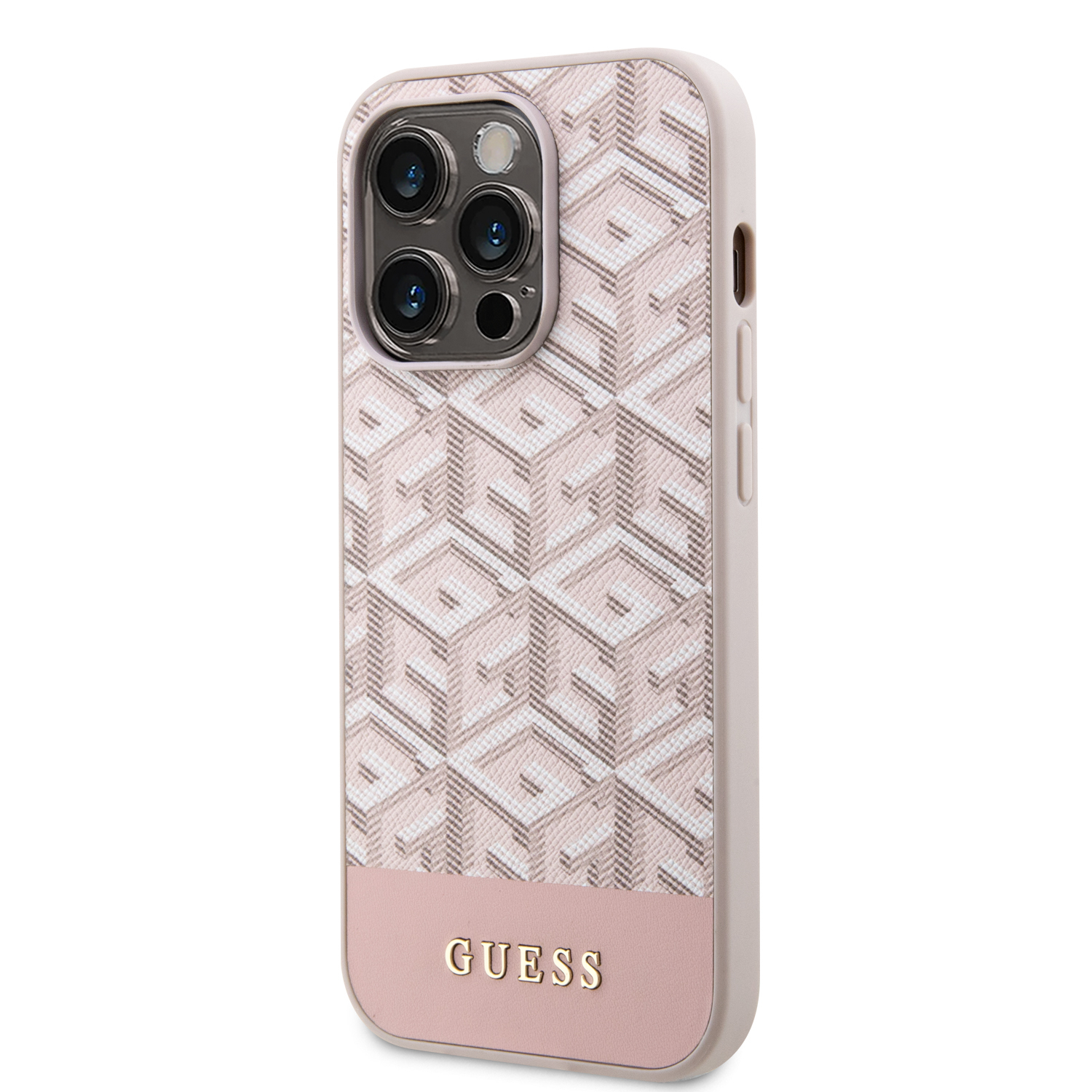 iPhone 14 Pro Max MagSafe Leder Hardcase Hülle GCube Stripes (GUHMP14XHGCFSEP) - Rosa
