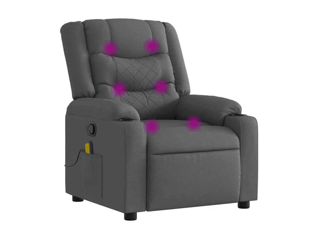 Fauteuil massant inclinable Gris foncé Tissu