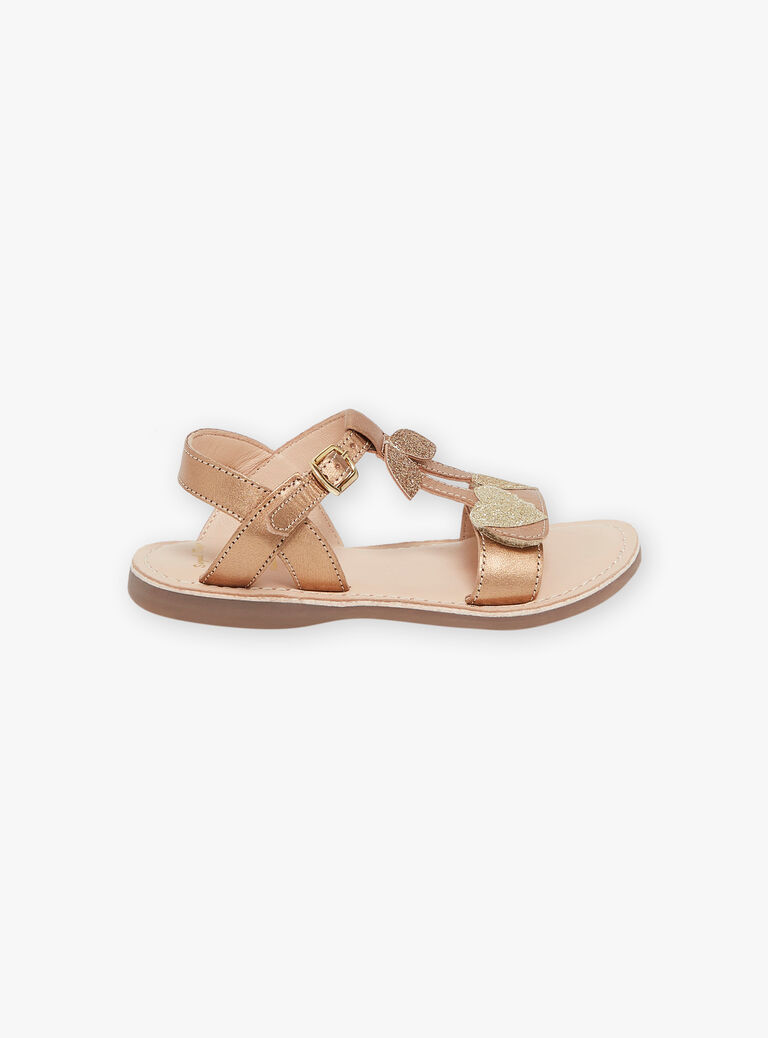 Sandales ouvertes dorées en cuir