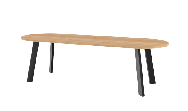 Studio HENK tafel New Co Plat Ovaal, zwart frame - Smart Collectie 220 x 100 cm | Eikenhout | Verjongde rand | Frame Zwart