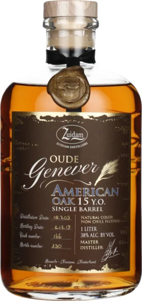 ZUIDAM OUDE GENEVER AMERICAN OAK 15 JAAR 1LTR