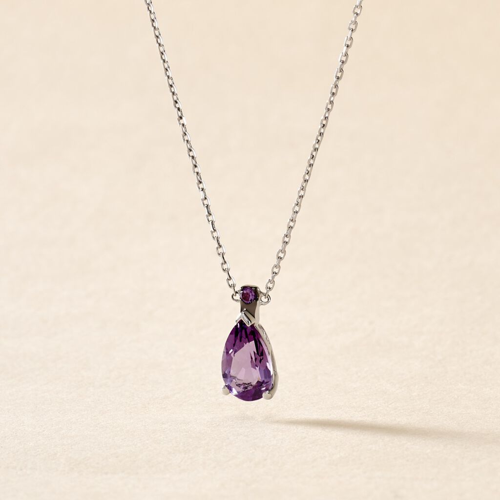Collier Yrene Or Blanc Amethyste