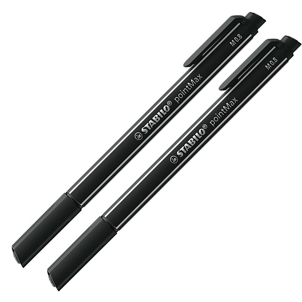 Feutres Stabilo PointMax coloris noir, lot de 2