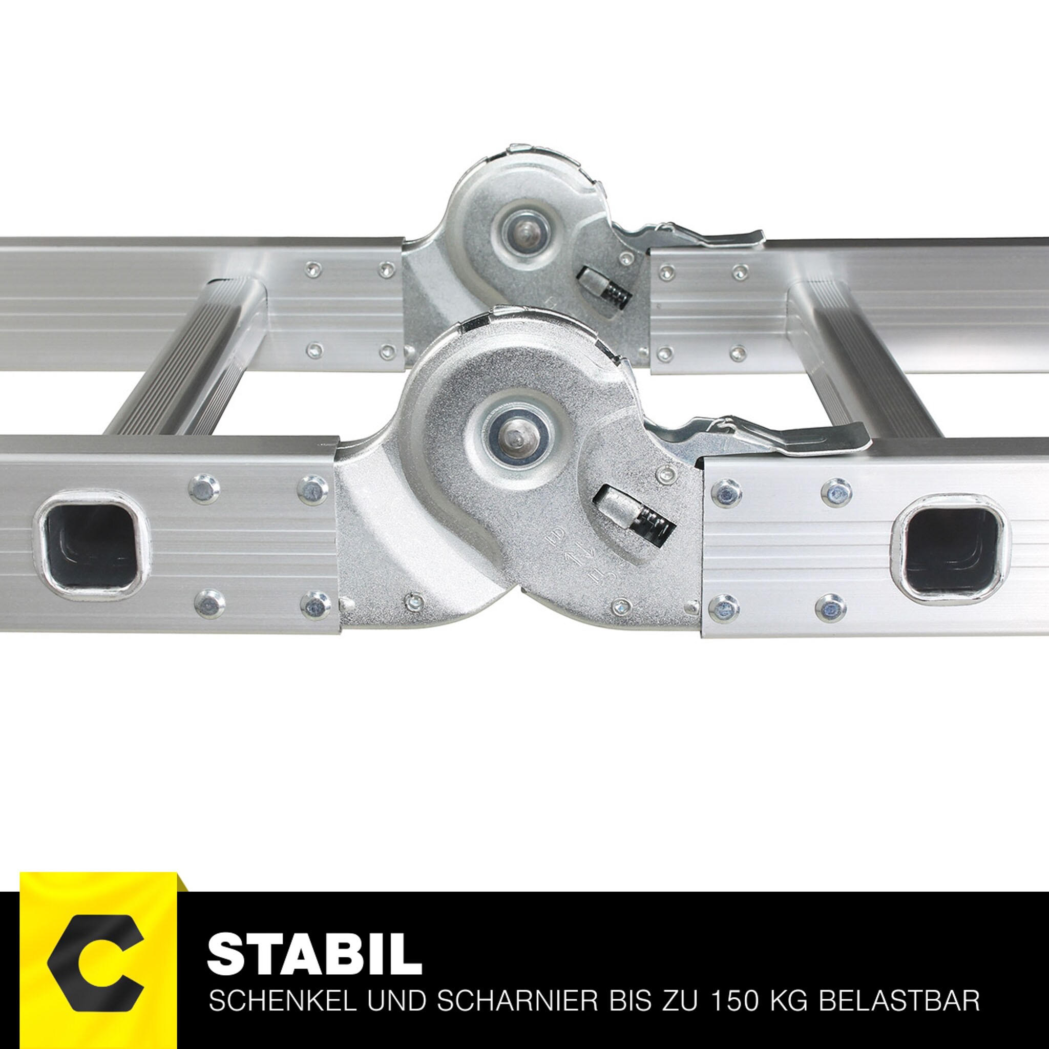 Craftfull Mehrzweckleiter CF-104A, 6in1, Gelenkleiter aus Aluminium, 3,5 -5,8 m, Anti-Rutsch-Profil (4.7 Meter 4x4 Sprossen)