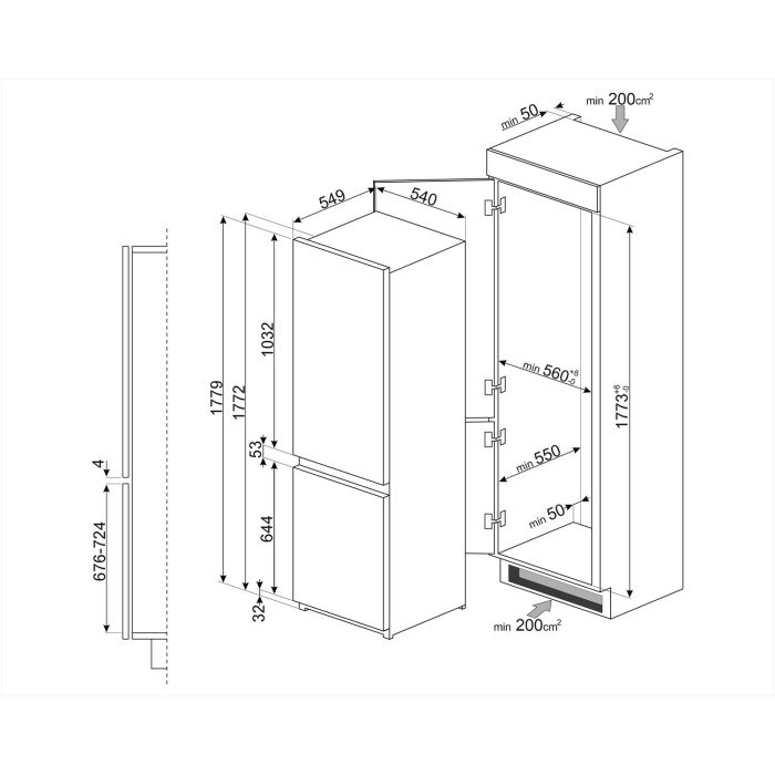 SMEG Einbau-Kühl-Gefrierkombination C81721F