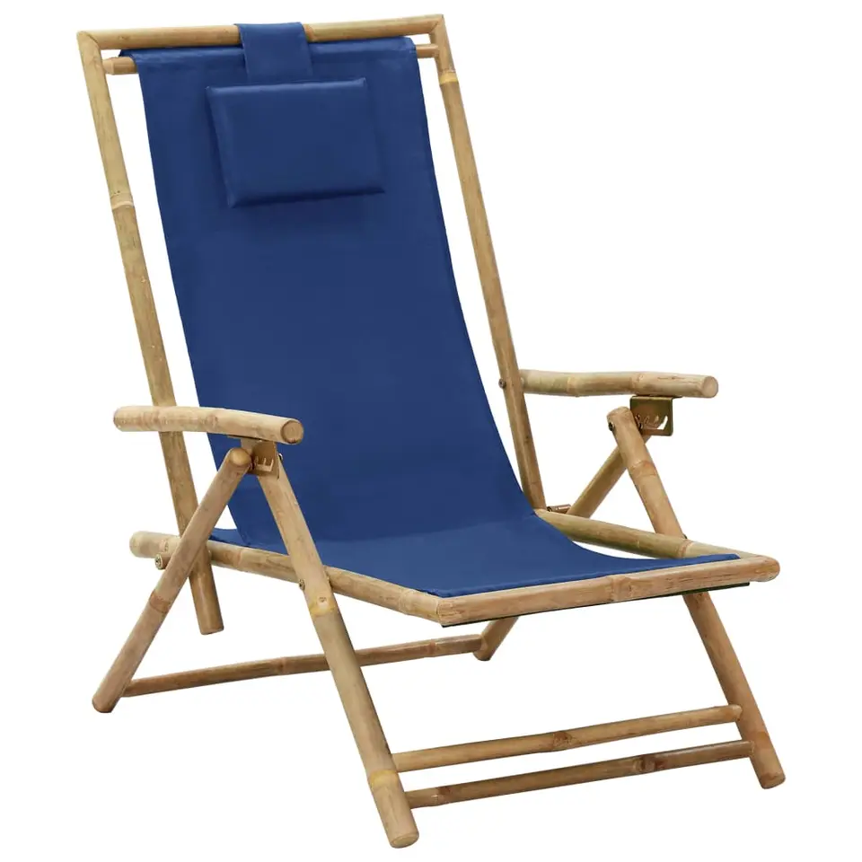 vidaXL - Relaxstoel - Blauw - Bamboe en stof - Verstelbaar