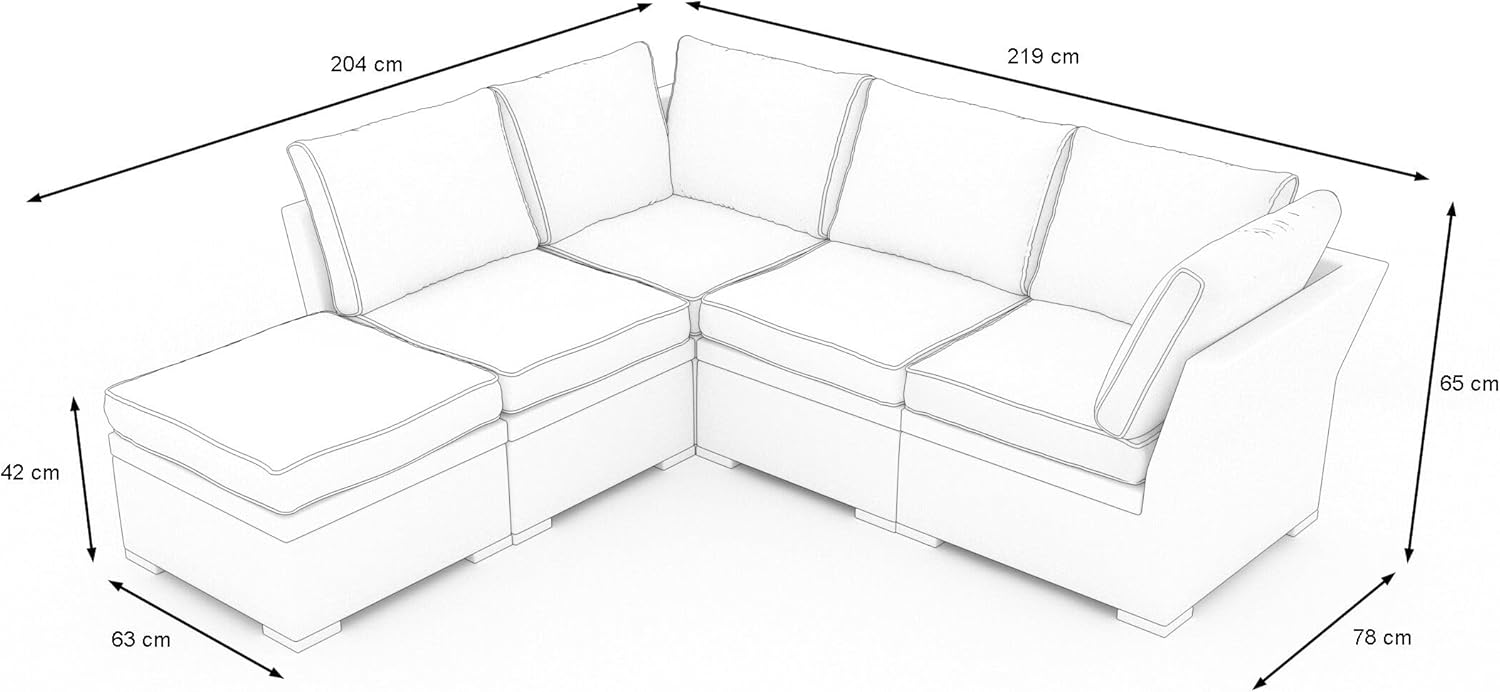 OUTFLEXX Gartenlounge Set, grau, Polyrattan, für 5 Personen, wasserfeste Kissenbox