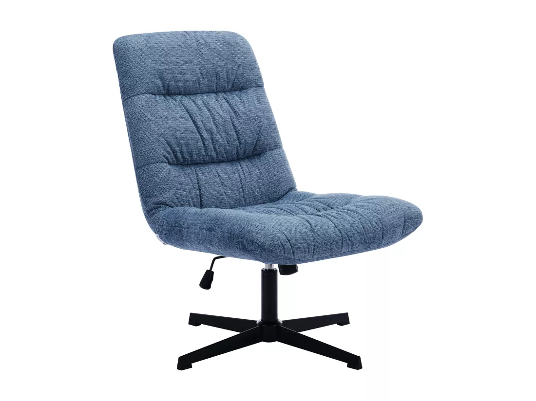 Fauteuil pivotant en tissu chiné bleu SELENDO