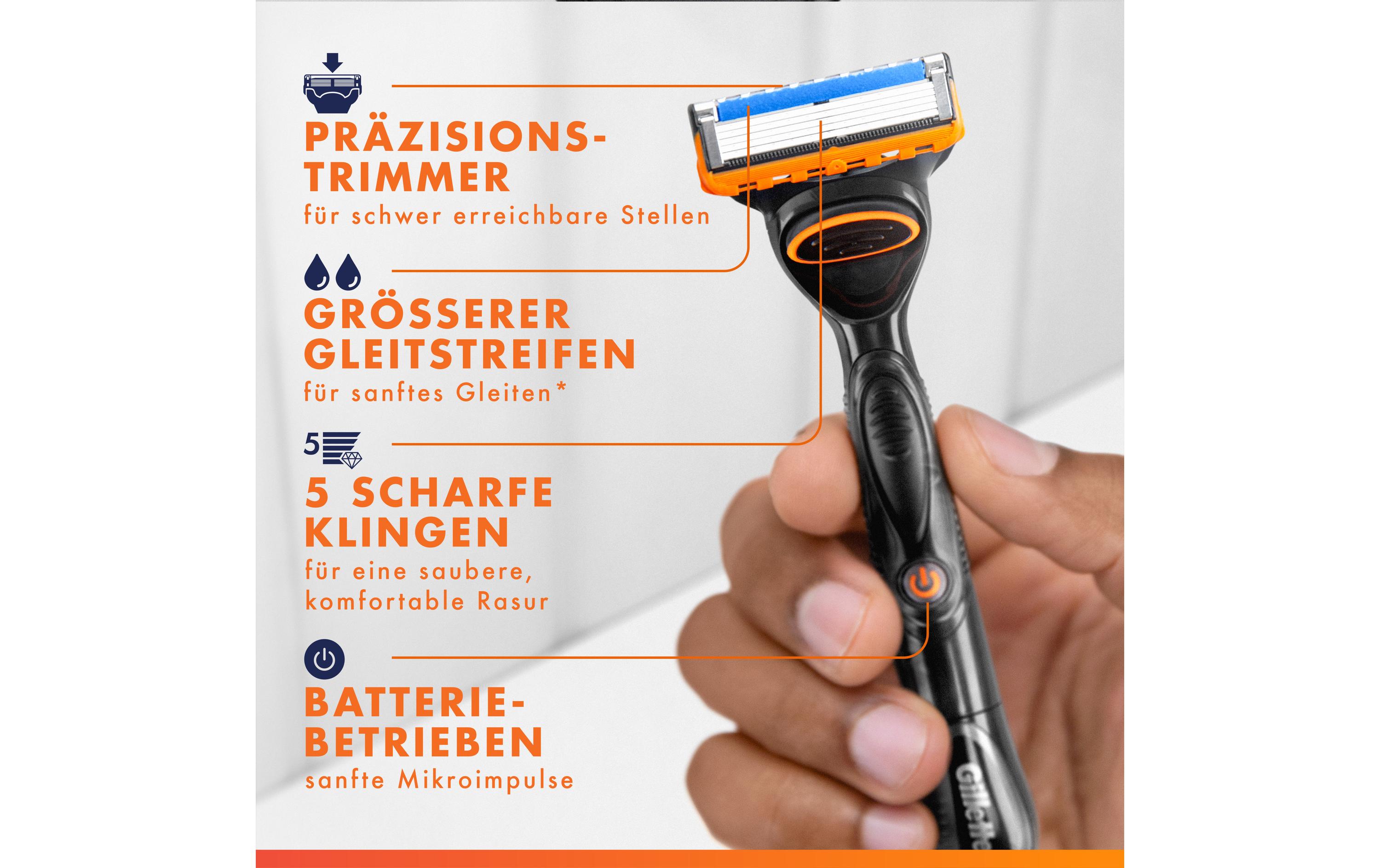 Herrenrasierer Gillette Fusion5 Power 12er + HandstückRasierer für Männer mit Gleitstreifen für ein sanftes Gleiten