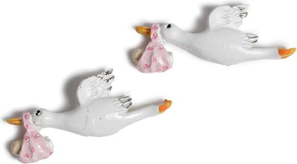 Stork Med Baby 4Cm Lyserød 6Stk. - 3870145