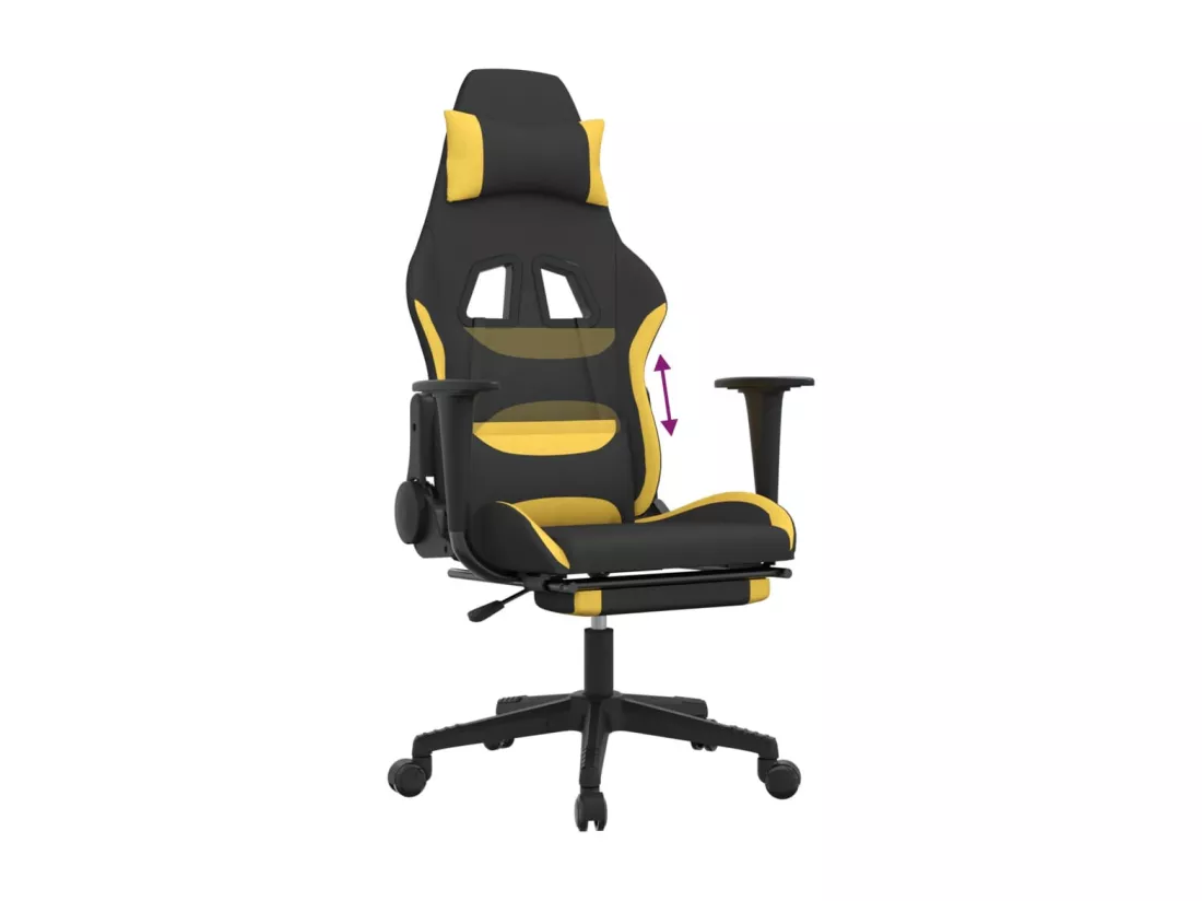 Chaise de jeu avec repose-pied Noir et jaune Tissu