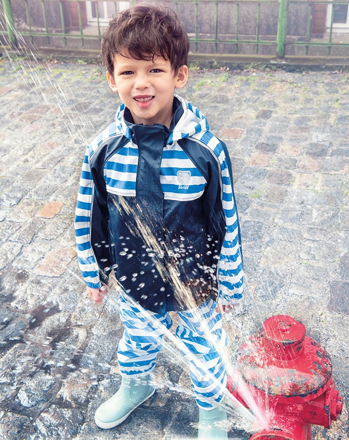 Regenjacke RAGLAN STRIPED mit abnehmbarer Kapuze in navy
