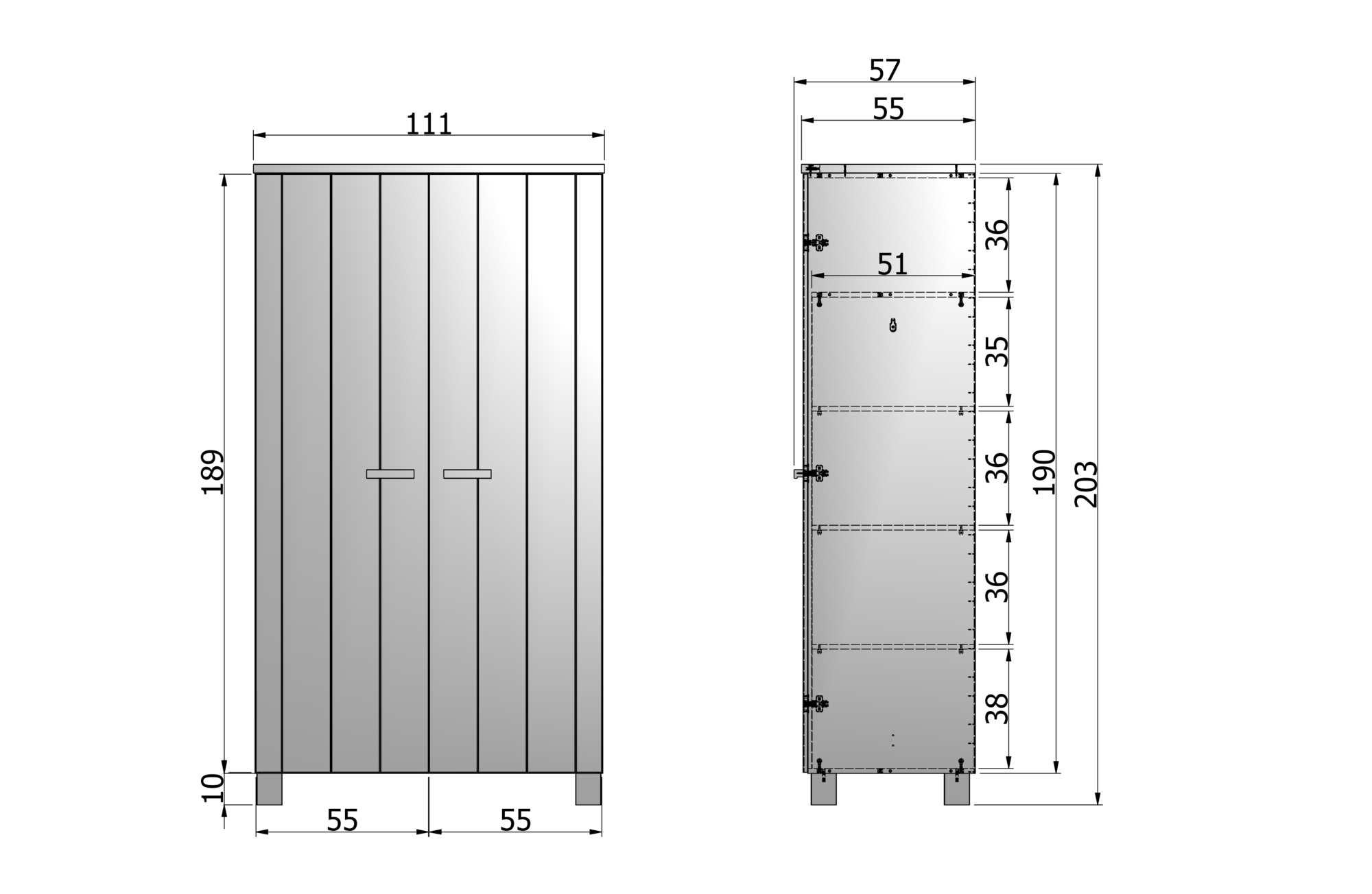 Kast Dennis 2-deurs - Betongrijs