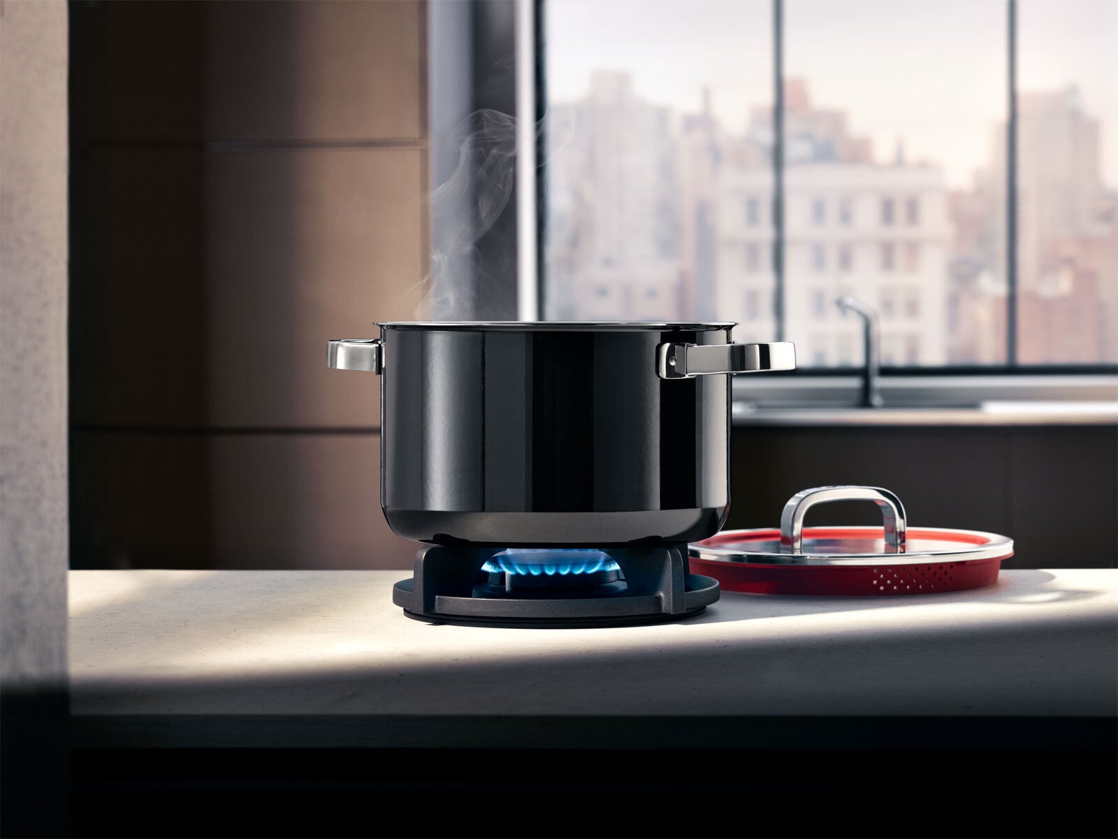 WMF Kochtopf-Set FUSIONTEC FUNCTIONAL 3-teilig mit Glasdeckel schwarz/rot