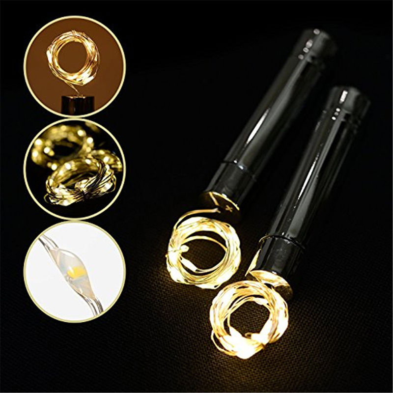 (2m) 20 LED's Deko Lichterkette Flaschenlicht (Batteriebetrieben) - Warmweiss